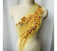 Appliques en dentelle, tissu en dentelle à paillettes et pompons, appliques brodées pour robe de robe, col en maille à coudre