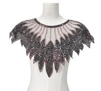 Appliques en perles faites à la main - Accessoire de costume - Col détachable - Embellissement tendance - Artisanat - Paillettes étincelantes - Patchs en tissu