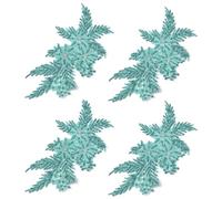Appliques for Clothes,Embroidered Flower Fabric Patches,4 Pack Glitter Rhinestone Flower Applique(Mint)