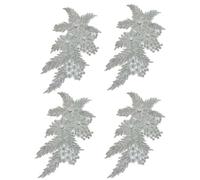 Appliques for Clothes,Embroidered Flower Fabric Patches,4 Pack Glitter Rhinestone Flower Applique(Silver)