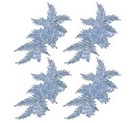 Appliques for Clothes,Embroidered Flower Fabric Patches,4 Pack Glitter Rhinestone Flower Applique(Skyblue)