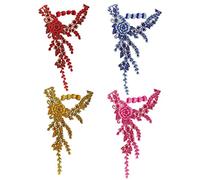 Appliques for Clothes,Embroidered Flower Fabric Patches,4 Pack Sew on Patches Floral Embroidered Applique(Multi)