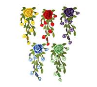 Appliques for Clothes,Embroidered Flower Fabric Patches,5 Pack Embroidered Sew on Patches Peony Applique(Multi)