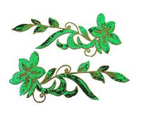 Appliques for Clothes,Embroidered Flower Fabric Patches,Embroidered Iron on Patches Sequin Appliques(Green)