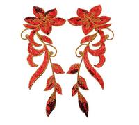 Appliques for Clothes,Embroidered Flower Fabric Patches,Embroidered Iron on Patches Sequin Appliques(Red)