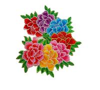 Appliques for Clothes,Embroidered Flower Fabric Patches,Iron on Patches Peony Trimming Decorative(Multi)