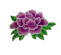Appliques for Clothes,Embroidered Flower Fabric Patches,Iron on Patches Peony Trimming Decorative(Purple)
