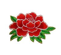 Appliques for Clothes,Embroidered Flower Fabric Patches,Iron on Patches Peony Trimming Decorative(Red)