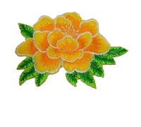 Appliques for Clothes,Embroidered Flower Fabric Patches,Iron on Patches Peony Trimming Decorative(Yellow)