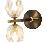 Appliques murales à Double tête de Style Nordique, Lampe médiévale en Cristal à Source Lumineuse G9, Lampe de Chevet créative en cuivre pour Chambre à Coucher, Convient pour Salle de Bain, Salon,