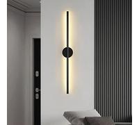 Appliques murales à longue bande LED à intensité variable, lampe d'applique linéaire de fond murale en aluminium simple et moderne, pour escaliers de couloir de salon de chambre à coucher, noir A,