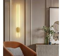Appliques Murales à Longue Bande LED à Intensité Variable, Lampe Murale à Applique Linéaire De Fond en Aluminium Simple Moderne, pour Chambre à Coucher Salon Couloir Escalier, Gold B, 100cm