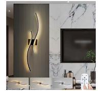 Appliques murales à longue bande LED - Applique murale linéaire noire au design moderne Lampe de fond murale en aluminium minimaliste à intensité variable pour chambre à coucher, salon, couloir,