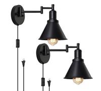 Appliques murales, Applique Murale 270 °, Port USB et Applique Murale avec Bouton variateur, éclairage Mural avec Cordon pour (2 Paquets, Argent)