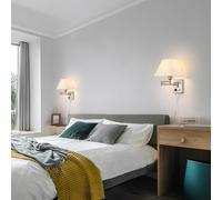 Appliques murales, Applique Murale 270 °, Port USB et Applique Murale avec Bouton variateur, éclairage Mural avec Cordon pour (2 Paquets, Argent)