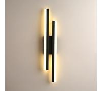 Appliques murales Applique murale à gradation de 3 couleurs, lumières de vanité noires mates pour salle de bains, abat-jour acrylique linéaire nordique, luminaire mural 16W LED pour salon, restau