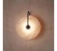 Appliques murales Applique Murale avec Abat-Jour Rond en marbre et Fixation Murale Noire - Lampes murales Design de décoration Vintage Classique d'intérieur pour Chambre à Coucher,
