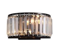 Appliques murales contemporaines, luminaire de nuit, demi-cercle moderne, cristal transparent, montage mural, appliques murales en métal pour couloir, chevet, salon, 2 douilles, L9,5 x H5,5'',