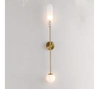 Appliques murales de salle de bain vintage, lampe murale créative à double tête, montage haut et bas, douilles E14/E12, abat-jour en verre, luminaires muraux avec finition métallique pour chambre à c