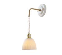 Appliques murales d'intérieur vintage 1 lumière nordique avec abat-jour en céramique blanche, hauteur réglable en laiton, applique murale pour chambre à coucher, salon, couloir