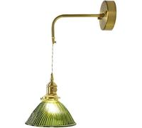 appliques murales en verre vert vintage | Luminaire mural en laiton antique | Verre nervuré Design moderne nordique | Lampe de ferme murale câblée | Pour chambre à coucher, salon, chevet, tête de lit