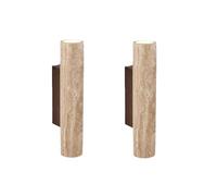 Appliques murales Ensemble de 2 ， Wabi Sabi Style Cylindrical Stone Mur Wall Lampe ， Up and Down Halway Halway Wall Lantern ， Light Mur intérieur pour Le Salon Bath Mirror Bedroom Made in China