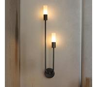 Appliques murales et appliques de vanité modernes noires Luminaires muraux de salle de bains à double tête Applique murale en métal doré à base G9 Éclairage mural intérieur haut et bas pour miroir