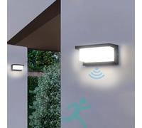 Appliques murales extérieures avec capteur de Mouvement, éclairage de Porte d'entrée IP65, LED étanche, Noir, en Aluminium, luminaires pour Couloir, Jardin