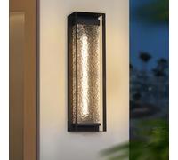 Appliques murales extérieures LED modernes, applique murale extérieure noire avec abat-jour ondulé, éclairage de porche carré avec éclairage de porte d'entrée étanche en acier inoxydable pour couloir