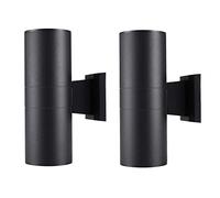Appliques murales extérieures Lot de 2 appliques murales haut/bas E27 Éclairage mural pour porche IP65 Lampes murales extérieures étanches pour patio, jardin, cour, porte d'entrée (Black)