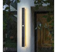 Appliques murales extérieures Modernes à LED avec détecteur de Mouvement, éclairage extérieur Long Noir pour Jardin, Balcon, Salon, Salle de Bain, Porte d'entrée, Chambre à Coucher (lumière