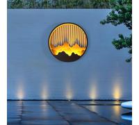 Appliques murales extérieures modernes à LED rondes noires éclairage de jardin étanche grande applique murale extérieure support mural Compatible with porche,Suspensions lumineuses