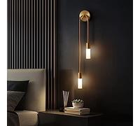 Appliques murales finition laiton 2 lumières G9 dorées, luminaires muraux modernes avec abat-jour en acrylique blanc, applique murale minimaliste pour chambre miroir salon allée (Lumière chaude)