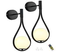 Appliques murales globe en verre minimalistes et contemporaines, lot de 2, alimentées par piles, rechargeables par USB, sans fil, avec télécommande, décoration intérieure pour salon, chambre et salle