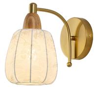 Appliques murales Gold Mid siècle avec Tissu de Fleurs Shade Goosend Farmhouse Farmage Hardwired Nordic Modern Lampe for Bedroom Living Room Bedside