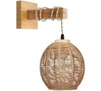 Appliques Murales Intérieur Rustiques en Bambou Et Rotin Suspension de 18 Cm Style Bohème avec Supports Étagère en Bois pour Salon Chambre Et Salle à Manger