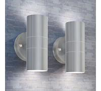 vidaXL Applique murale LED d'extérieur 2 pcs Inox haut/bas Noir