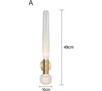 Appliques murales LED modernes, finition laiton, abat-jour en verre clair, blanc froid(5500-7000K), A
