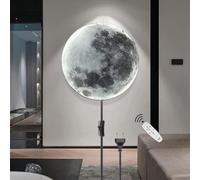 Appliques murales LED Moon Walls Light Kids Room Télécommande Dimmable Lampe Murale d'intérieur Interrupteur et connecteur de câble Applique Murale Ronde Art déco Moon Plafonnier