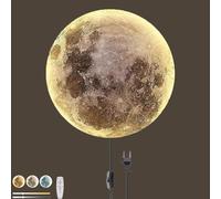 Appliques murales LED Moon Walls Light Kids Room Télécommande Dimmable Lampe Murale d'intérieur Interrupteur et connecteur de câble Applique Murale Ronde Art déco Moon Plafonnier