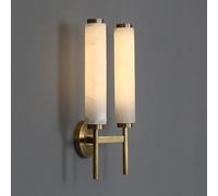 Appliques Murales Longues en Marbre Moderne avec Laiton Brossé, Applique Murale De Chevet Linéaire De Luxe Scandinave pour Chambre À Coucher, Couloir, Porche, Hôtel,2 Light