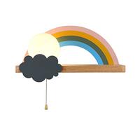 Appliques murales lumineuses avec interrupteur à glissière, lampe murale arc-en-ciel E27 Base en bois massif Appliques murales Rainbow pour le salon Chambre d'enfant des enfants (Left)