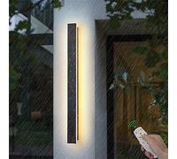 Appliques murales minimalistes contemporaines à LED pour extérieur, intensité variable, avec télécommande, longue bande LED moderne pour jardin, intérieur, porche et terrasse, fixation noire, IP (noi