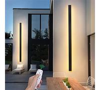 Appliques murales minimalistes contemporaines, éclairage extérieur de jardin à intensité variable avec télécommande, LED noires à intensité variable, éclairage extérieur et intérieur, longues bandes,