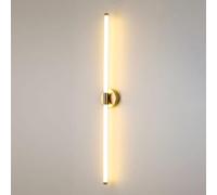 Appliques murales modernes Applique murale à tube long en acrylique Applique murale en métal galvanisé avec finition dorée Applique murale linéaire ultra-mince Lampe murale LED moderne - 3 modes de
