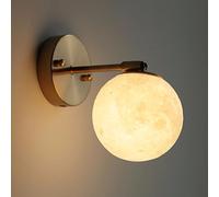 Appliques murales modernes Applique murale planète blanche Applique murale en métal doré avec abat-jour sphérique en acrylique Éclairage décoratif de chevet Applique murale Douille G9 Lampes murales