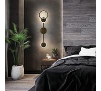 Appliques murales Modernes en cuivre Applique Murale LED rotative Lampe de Chevet Noire et dorée 3 lumières à intensité Variable pour Lecture escalier,Or - 16 W/3 intensités Lumineuses