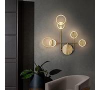 Appliques murales Modernes en cuivre Applique Murale LED rotative Lampe de Chevet Noire et dorée 3 lumières à intensité Variable pour Lecture escalier,Or - 28 W/3 intensités Lumineuses