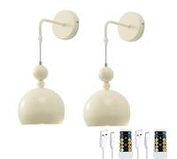 Appliques murales Modernes et minimalistes à Piles avec Ampoules LED Rechargeables et télécommande, sans câblage, à intensité Variable et à minuterie, alimentées par Batterie, 2 pièces, pour Cham