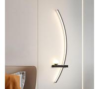 Appliques murales noires Luminaires de salle de bain à LED modernes Lampe murale linéaire à intensité variable tricolore pour salon Éclairage mural intérieur pour chambre à coucher Salle à manger